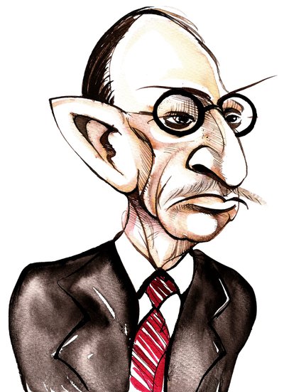 Igor Stravinsky, compositor y director nacido en Rusia (1882-1971); caricatura de Neale Osborne